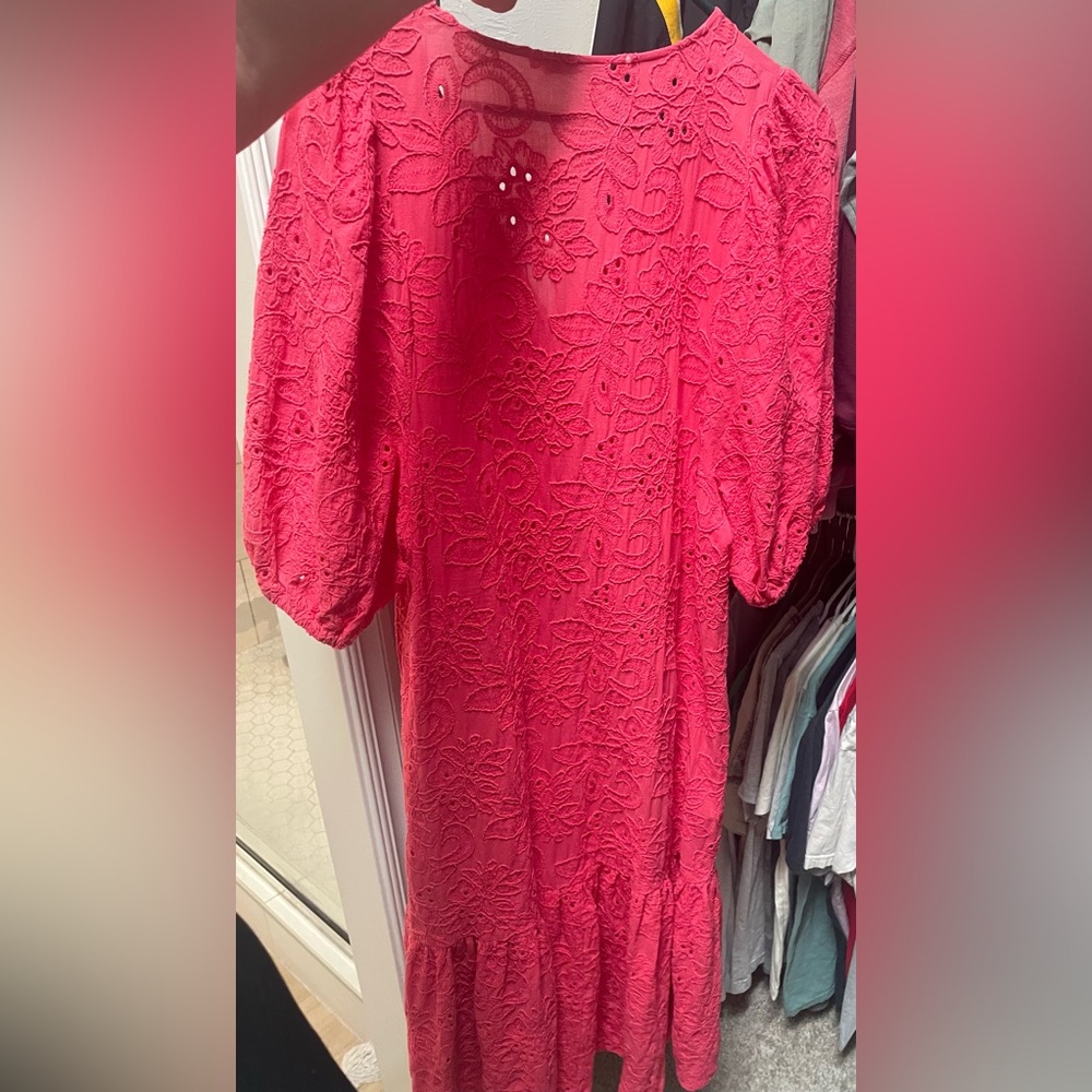Zara Coral Eyelet dress - Picture 3 of 3